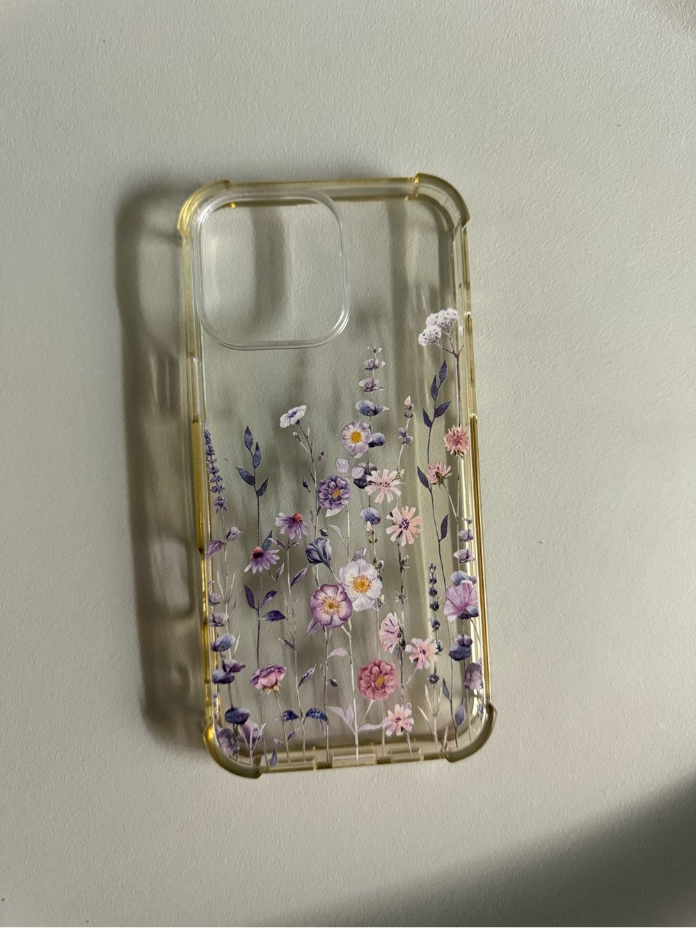 Clear Floral Phone Case with Purple & Pink Flowers
